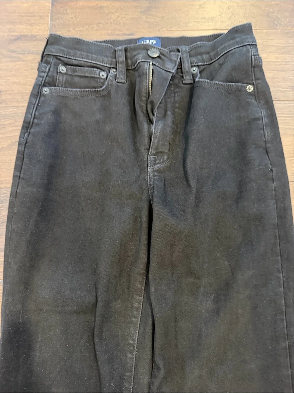 J. Crew Stovepipe Jeans Washed Black Raw Hem Straight Leg Size 25 - P33